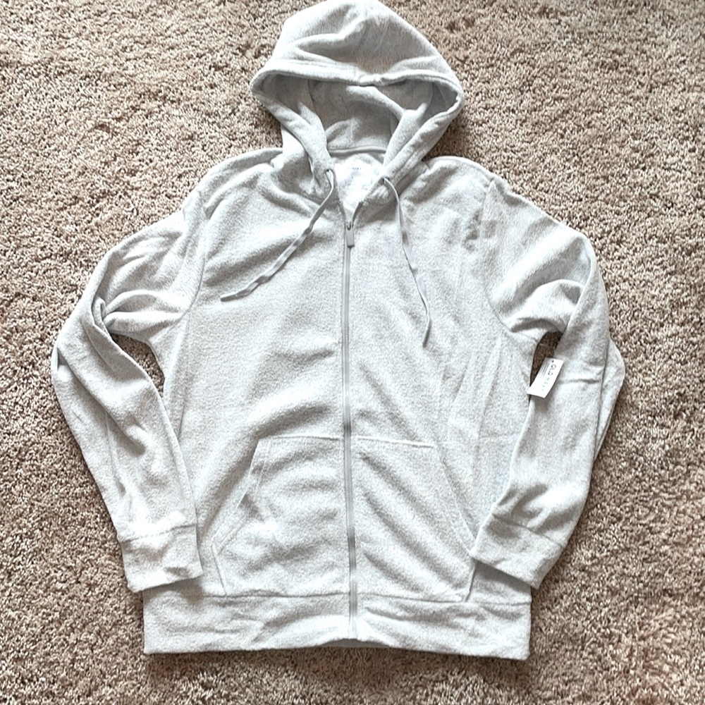 NWT light gray Old Navy terry cloth zip up hoodie size large